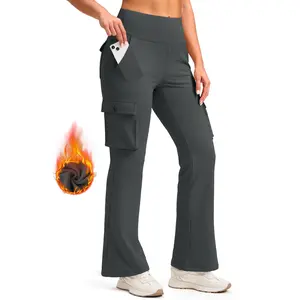 G Gradual Women's Fleece Lined Cargo Pants 6 Pockets Fitted Bottom Bootcut Water Resistant Winter Flare Leggings for Work, Hiking, Travel, Gym SummerVibes #TikTokShopStockUp