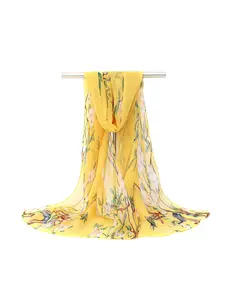 Elegant Floral Print Women's Scarf, Lightweight Chiffon Summer Sun Protection, Casual Loose-Fit Beach Accessory, Perfect Gift for Travel