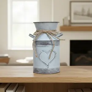 Rust-Resistant Iron Flower Bucket Set, Vintage Metal Handle Bud Vase, Creative Twisted Rope Design, Perfect for Bookshelf, Fireplace, Table Centerpiece, Decorative Vase