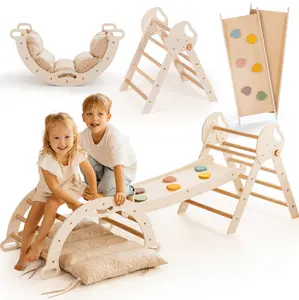 Goodevas 5-in-1 Montessori Climbing Gym — Foldable Wooden Playground for Toddlers 1-3Y