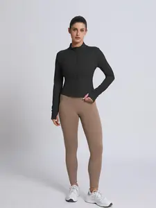 High Elastic Women's Fitness Yoga, Quick-Dry Casual Sports Jacket, Ladies Gym Wear, Comfortable Sportswear Top, Athletic Jackets, Athletic Outerwear