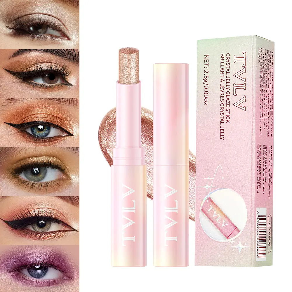 Highlighting eyeshadow stick, long-lasting and waterproof, vibrant high-shine makeup effect, mixed color, 6 color shades, eyeshadow brush, Glitter Eyeshadows, Glitter Shimmer Eyeshadow, Sparkly Shimmer Eyeshadow