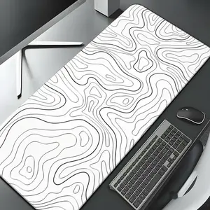 Topographic Line Pattern Mouse Pad, Rectangular Gaming Mouse Pad, Non-Slip Rubber Mat, Multi-Size Mousepad for Laptop and Desktop Gaming