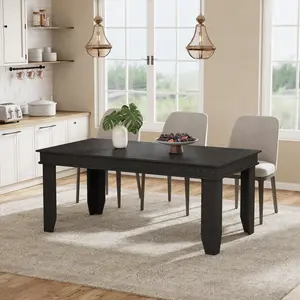Farmhouse Dining Table for 4-6 People, 63 in Long Kitchen Tables with Wooden Sturdy Frame, 5 ft Large Rectangular Dinner Table for Dining Room, Kitchen,Black Non-extendable