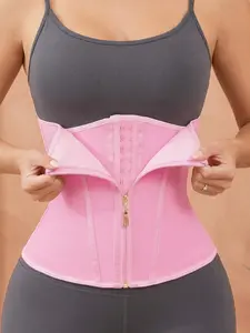 1 Count Women Solid Breathable Mesh Waist Cincher Belt, Fajas, Zipper Front Tummy Slimming Sports Corset, Comfort Tight Girdle Waist Trainer, Premium Support Shapewear Girdle, Sculpting Shaping Belt Ideal for Everyday & Workout Use