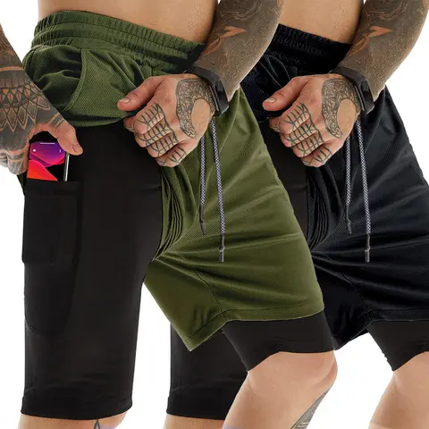 AYJKSEVEN Men's Fitted 2-Piece 2-in-1 7-in Casual Athletic Shorts, Breathable Quick Dry Polyester, Adjustable Gym Training Bottoms with Towel Loop, for Boxing Running