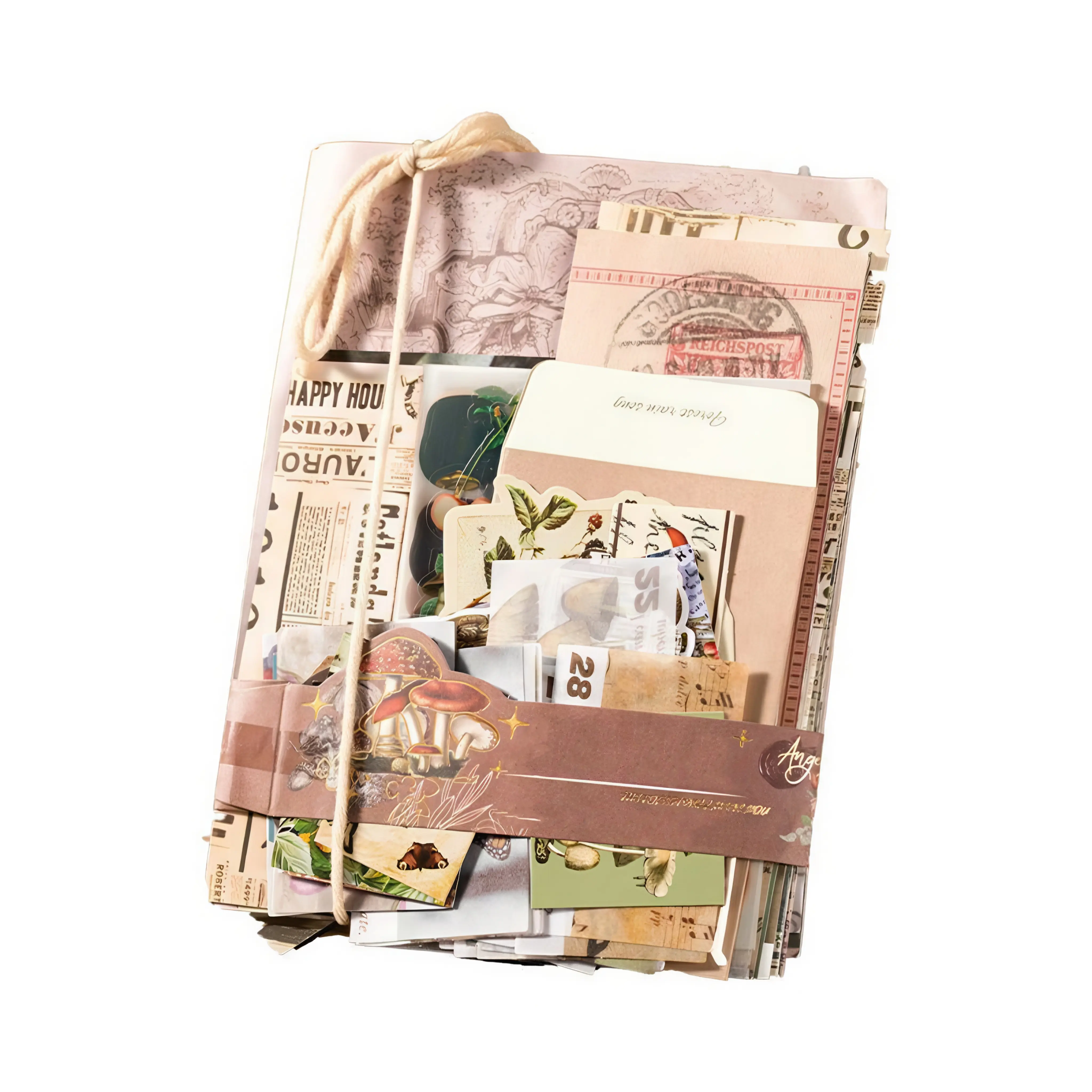 Lilysan Vintage Whimsical Forest Mood Sticker DIY Kit (91 Pcs) - Scrapbook Supplies for Art Journaling, Scrapbooking, Creative Handmade Antique-Inspired Envelope Craft Meme Decal