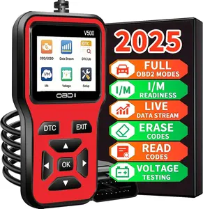 V500 New OBD2 Diagnostic Tool, Car Battery Voltage Test, DTC lookup, Engine Code Reader With Complete OBD2 Functionality, Reset, Mode 6 And 8, And More, Suitable For All OBDII/EOBD Vehicles After 1996+ fathersdaygift