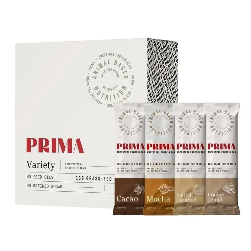 7 Pack – PRIMA ANCESTRAL PROTEIN BAR Grass Fed Protein Bars, Animal-Based Protein Bar with Beef Tallow