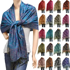 Falari Women's Reversible Paisley Pashmina Shawl Wrap Scarf 80" x 27"