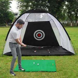 Golf Practice Net Tent - Black/Green Mesh for Hitting Cages, High-Quality Polyester Floor for Balls, Includes Carry Bag & Target Sheet