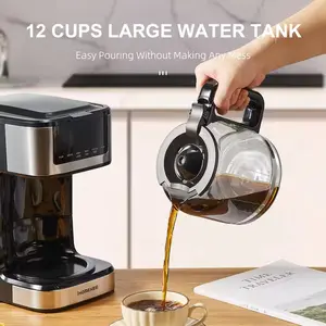 12-cup programmable drip coffee maker with iced coffee function, touch screen, and regular & strong brew options