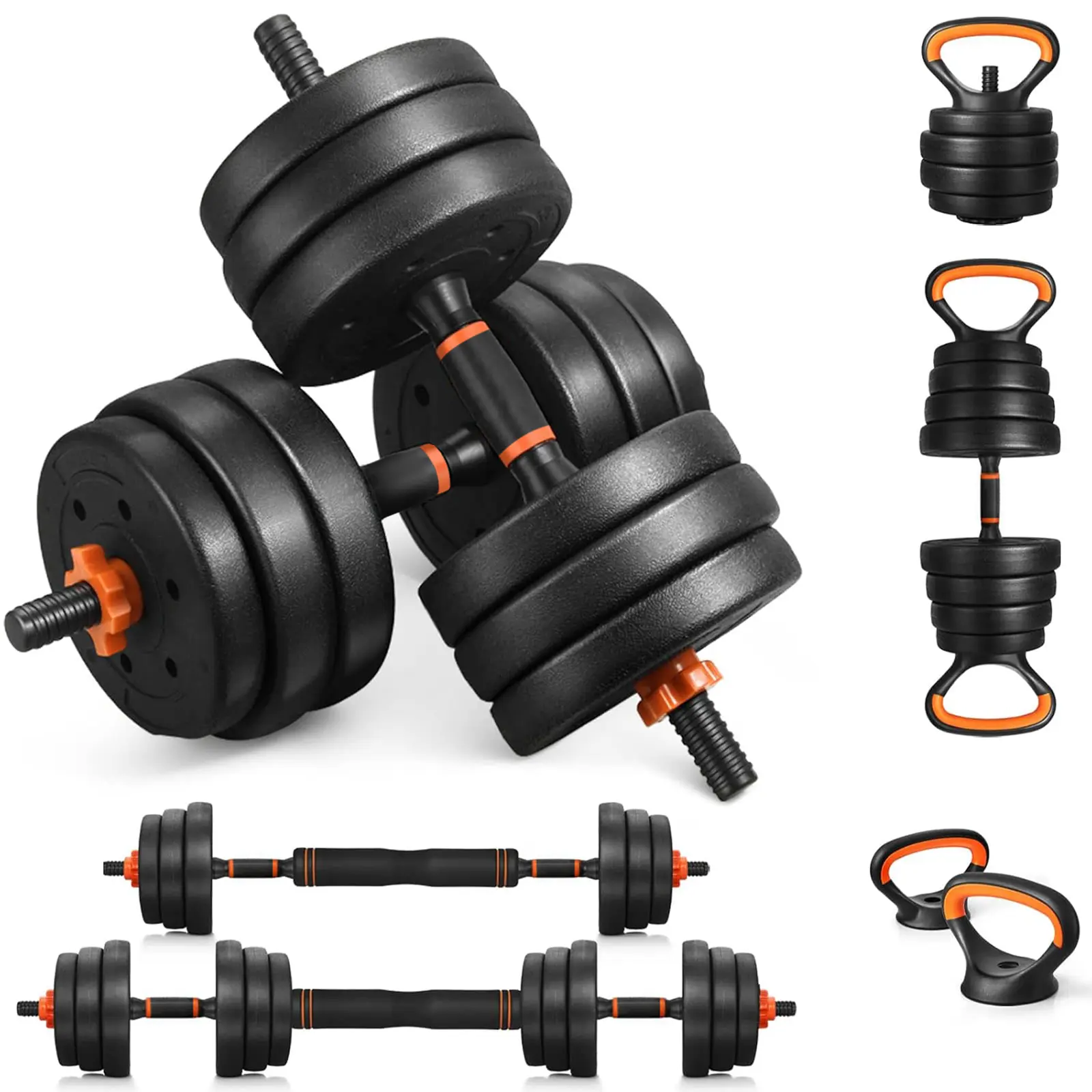 Adjustable Dumbbell Set (66-88lb) - Multi-Functional Home Gym Weight Training Equipment, Converts to Barbell, Kettlebell, Push-Up Stand for Men