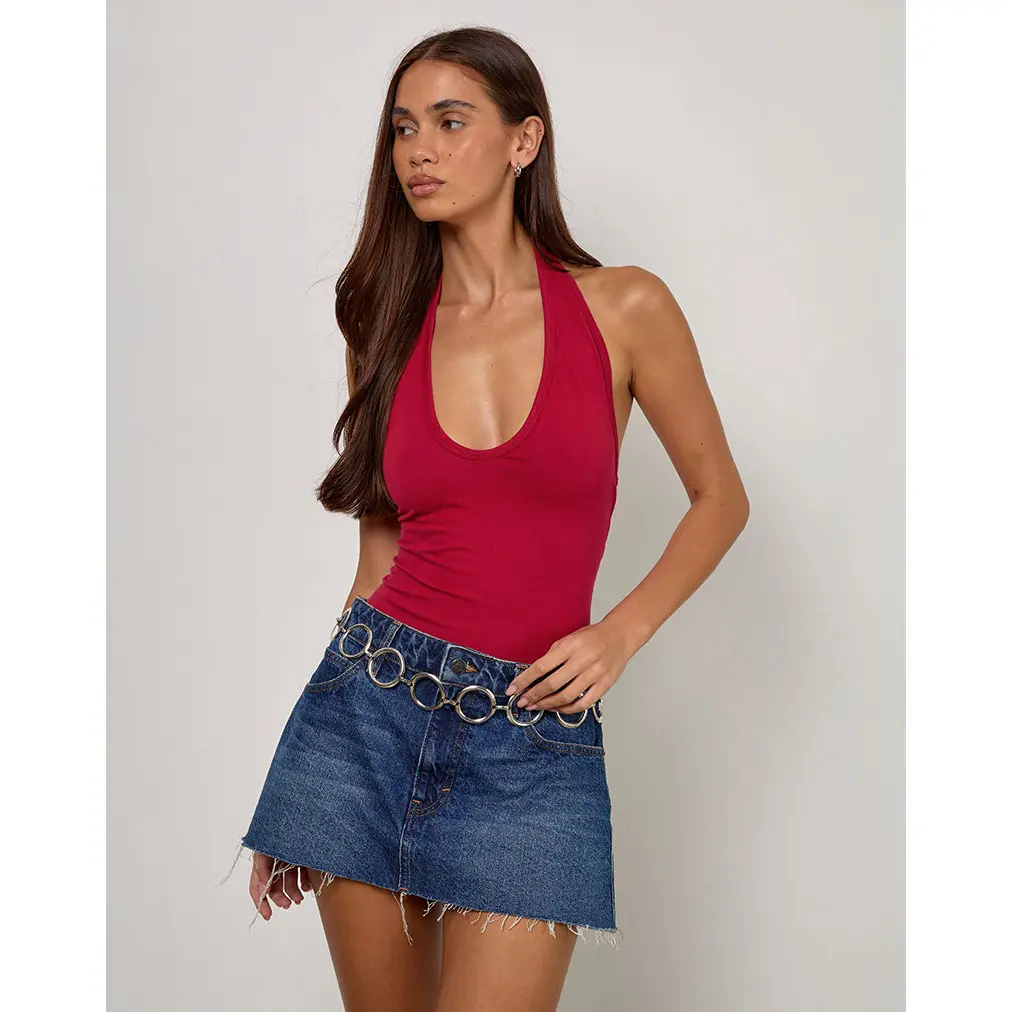 MOTEL Arlet Plunge Bodysuit in Adrenaline Red