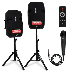 Wireless PA System Kit 1800W - Bluetooth, Dual 12" Speakers, Stands, Mic