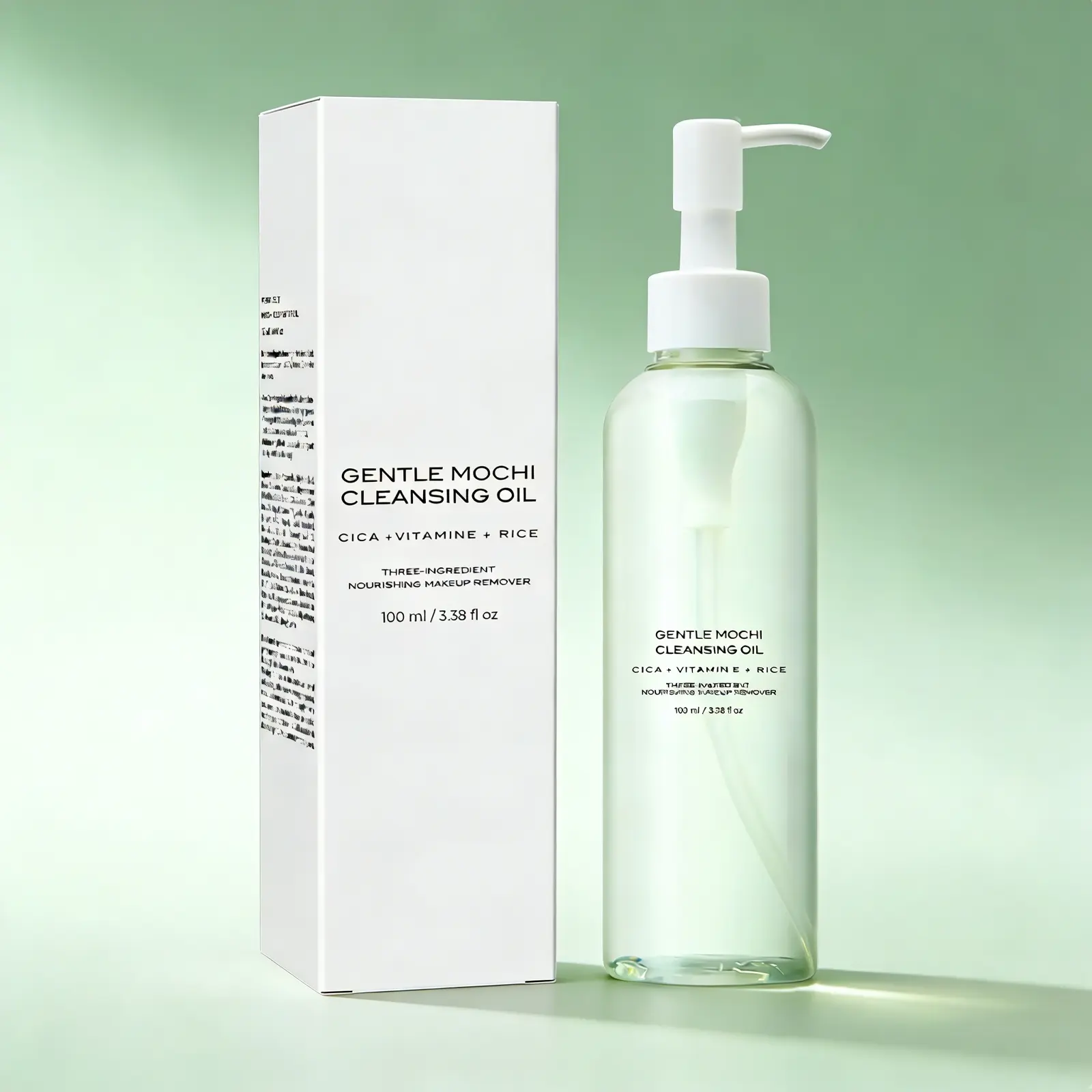 3-in-1 Gentle Mochi Moisturizing Cleansing Oil with CICA + Vitamin + Rice — Non-Comedogenic Nourishing Cosmetic Makeup Remover That’s Lightweight, Comfortable & Removes Makeup Easily for All Skin Types — 100ml / 3.38 fl oz