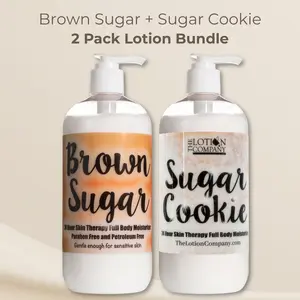 Brown Sugar + Sugar Cookie Body Lotion Duo | 2 Pack Bundle | 16 oz | Gourmand Scents