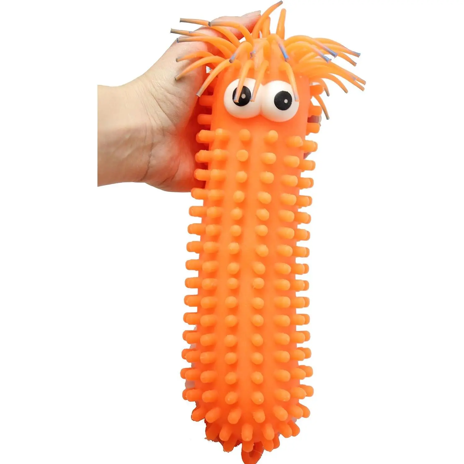 Curious Minds Busy Bags Giant Knobby Puffer Worm - Giant Squishy, Jumbo Squishy, Squeeze, Sensory Fidget Stress Relief Toys for OT, Autism, SPD (Orange) - Sensory Activities Tool