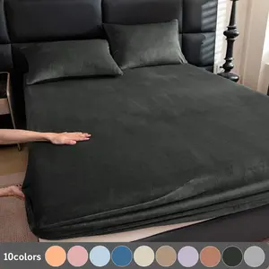 2/3-Piece Solid Color Fitted Sheet & Pillowcase Set, Bed Sheets Set – Includes 1 Deep Pocket Fitted Sheet + 2 Pillowcases, Soft Noiseless Breathable & Stain-Resistant, Machine Washable, Ideal for Bedroom, Guest Room, Dorm, Kids, Pets