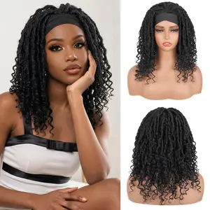 Ourwigs Short Headband Dreadlock Wig For Women Headband Faux Locs Braided Wigs Curly Hair Wig Twist Wigs Synthetic Faux Locs Crochet Braids