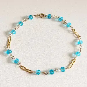 10k Handmade Bracelet - transparent blue