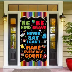 2D Flat Banner, Back-To-School Celebration Banner, Inspirational Classroom Decor, Colorful Polyester Welcome Sign, Party Supplies, Photo Background