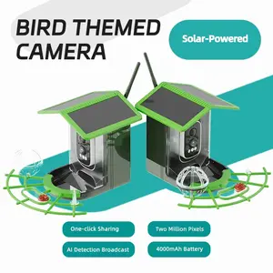 2Pcs bird feeder cameraSmart Camera Bird Feeder – Wireless Solar Powered Bird Feeder with AI Bird ID, 2-Way Audio & Night Vision, cameras for home Certified for Home Security and Bird Watching | Outdoor | Automatic Birdwatching 360 camera specie