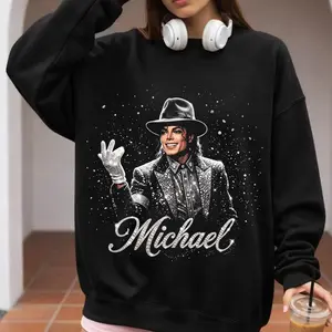 Michael Jackson Halftone Graphic Sweatshirt, King of Pop 90s Pullover Hoodie For Men & Women