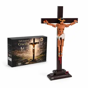 Jesus Cross Building Block Set, Christian Easter Decor Bible Bricks Birthday Gifts for Adults & Kids, Jesus Crucifix Toys Hail Mary Easter Decorations for Home & Office Decor, 340PCS