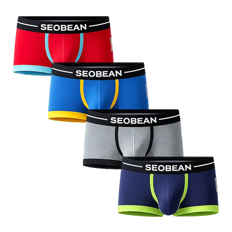 SEOBEAN Men’s Low Rise Boxer Briefs, Soft Stretch Trunk Underwear with Contrast Trim, Modern Fit Men’s Shorts for Daily Wear, Gym, Lounge & Travel-250204
