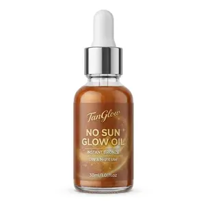 TanGlow No Sun Glow Oil - Instant Bronze Self Tanning Drops, 2-in-1 Golden Moisturizer Primer & Tanning Serum, Streak-Free Sunkissed Glow for All Skin Types, Face & Body Use, 1.01 fl.oz