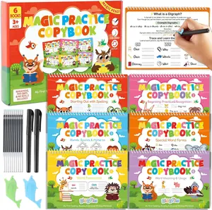 GISGFIM 6-Piece Elementary Phonics Decodable Books, Dyslexia Reading Skill Workbook, CVC Word Game, Handwriting Practice Copybook for Homeschool, School Supplies Haul