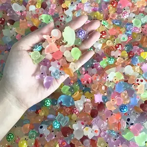 50/100pcs Hybrid Luminous Glow-in-the-Dark Mini Animal Party Decorations, Luminous Duck, Dolphin, Frog, Rabbit and Tortoise Sculptures, Plug and Play, No Electricity Required, Suitable for Garden, Party, Aquarium and Dollhouse Decoration