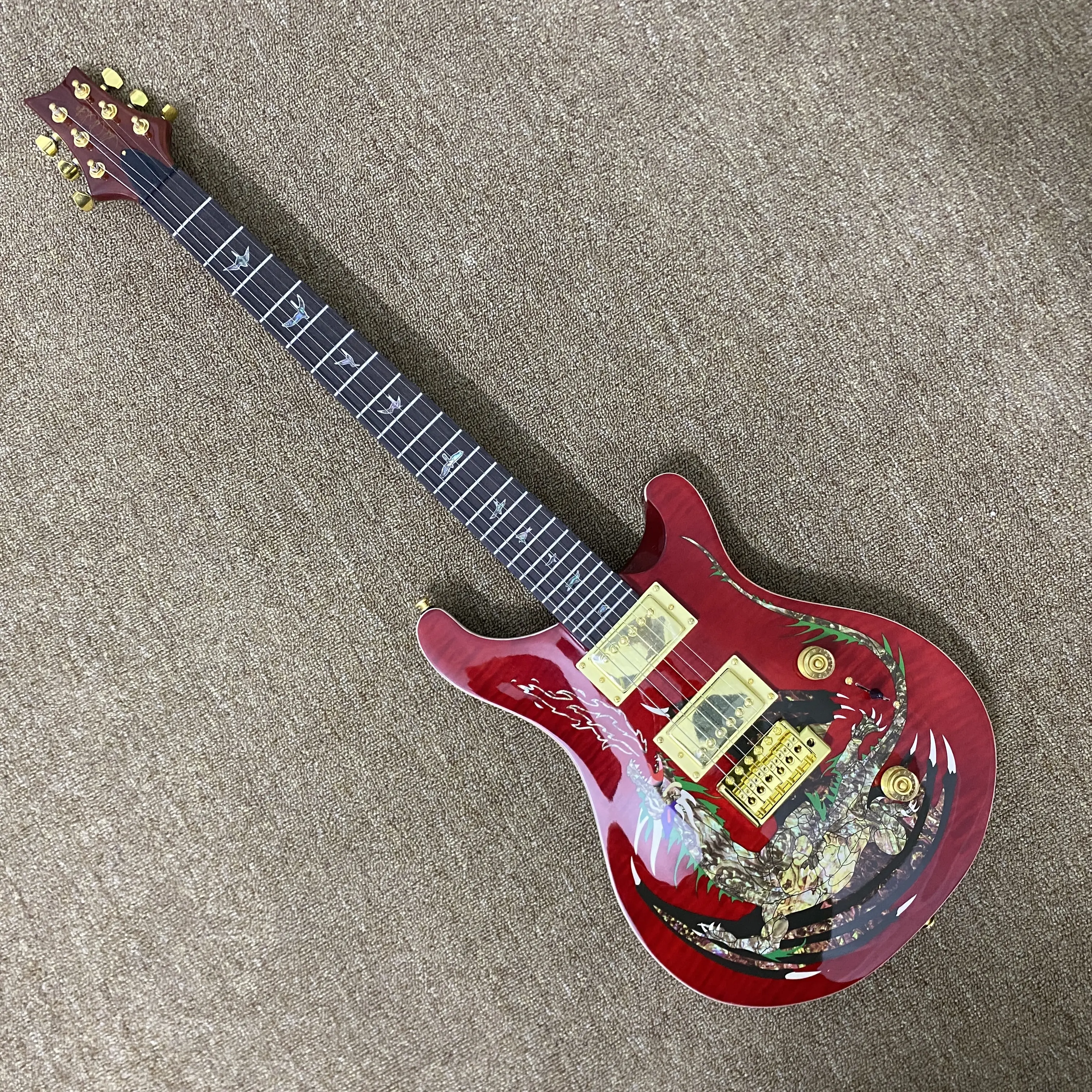 Red Dragon PRS Electric Guitar - 6-string, Gold Hardware, Rosewood Fingerboard, 24 frets, Mahogany Body