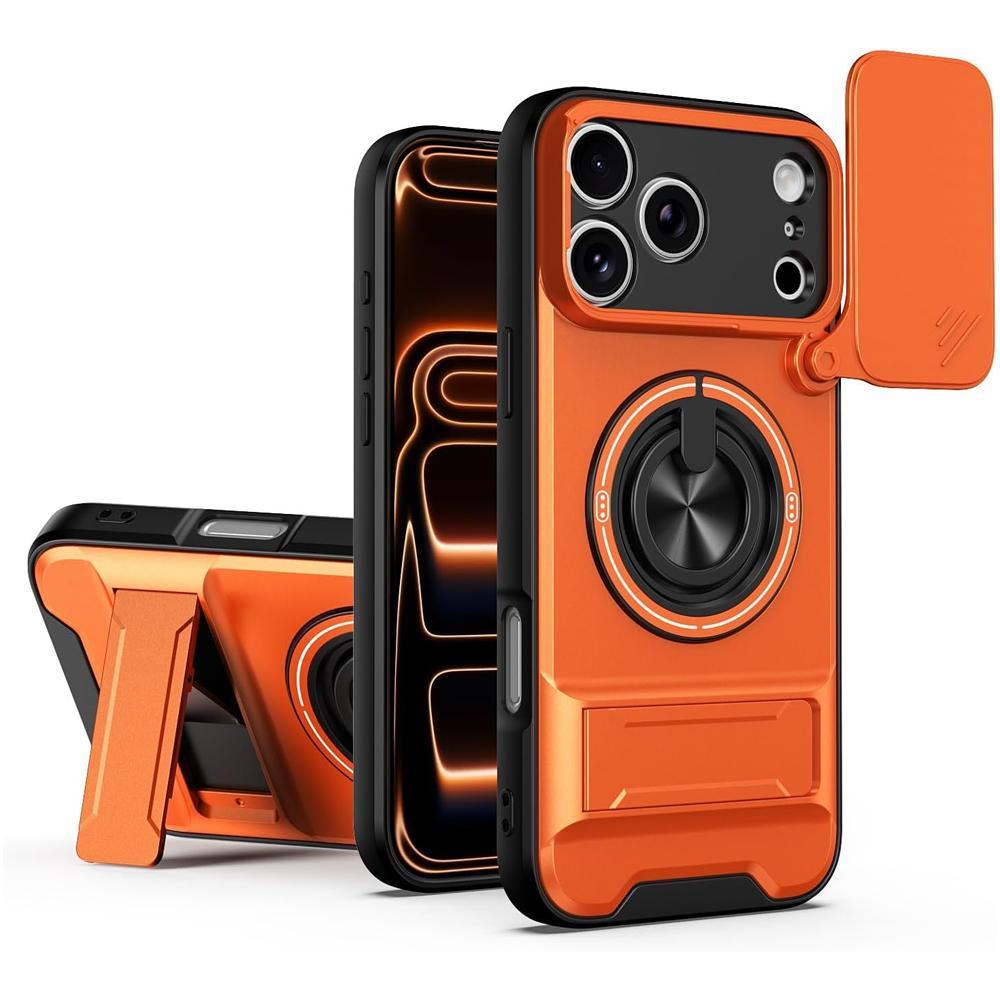 Slide Lens Protection 360° Rotate Magnetic Ring Kickstand   Shockproof Heavy Duty Protective Cover Ultra Thin Compact Design for iphone 17 pro case Pro Max/16 pro max cases/15/14/13/12/11 Series & Samsung mobile phone series with Protector