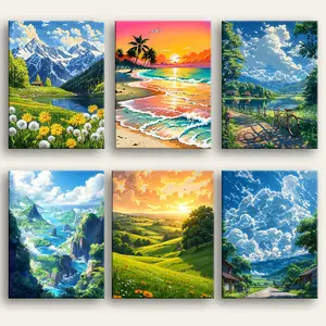 Natural Scenery DIY Paint By Numbers Kit Framed & Unframed Easy Painting for All Ages Gift Box with Brushes Craft 16x20 Canvas Art