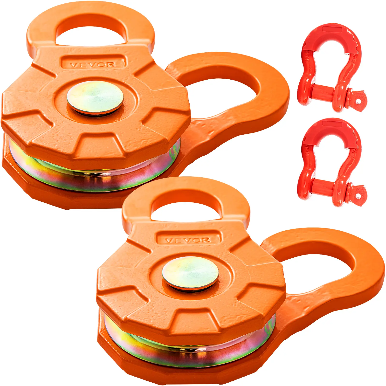 【Summerfinds】VEVOR 2-Pack Snatch Block - 11T/25,000 LBS Working Load Limit, Compact, Anti-Corrosive Carbon Steel Winch Pulley, 7.61 x 4.43 in, Universal Fit for 0.55"/14 mm Synthetic Rope/Soft Shackles, Off-Road Recovery Accessory for Tractor/Truck, Doubl