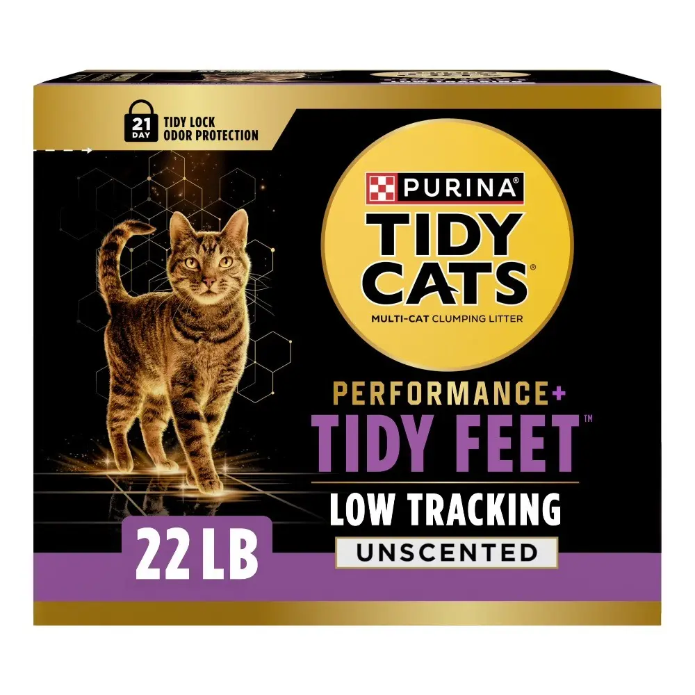 Tidy Cats Performance+ Low-Tracking Unscented Cat Litter - Box Pack for Clean Paws, Cleaner Floors & Odor Control, 22 lb Box