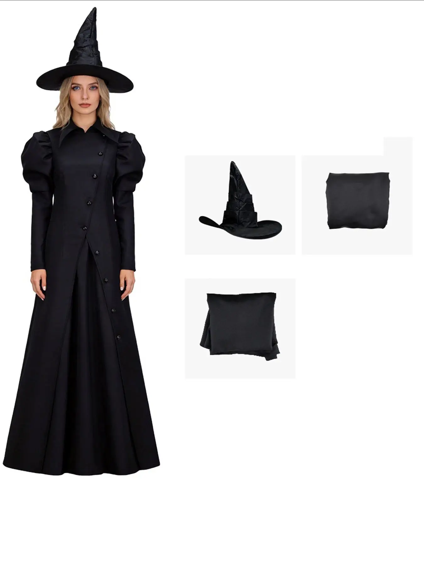 Women's Halloween Witch Costume Set, Dress + Witch Hat, Long Robe Role Play, Perfect for Party Holiday Occasions, Womenswear