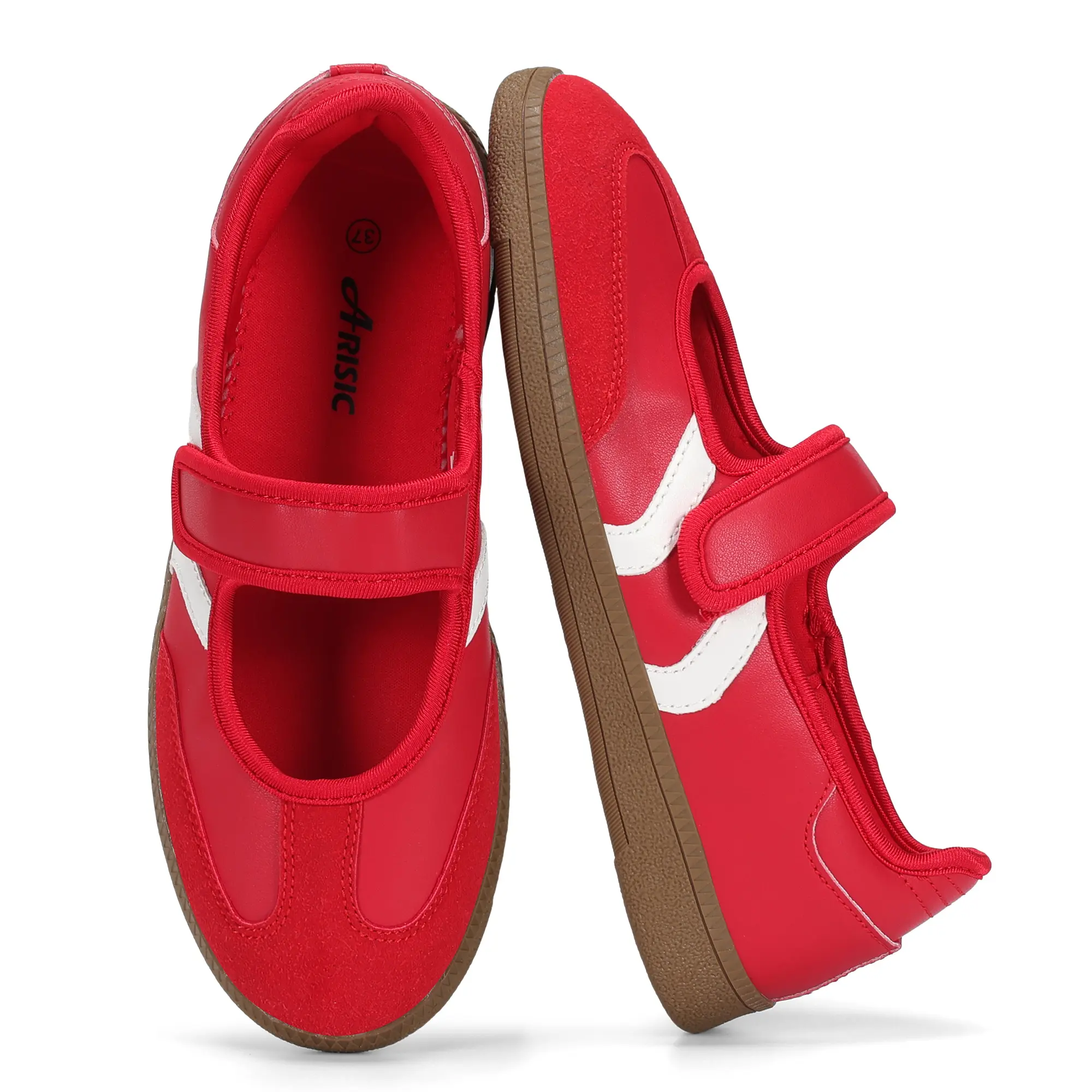 Women's Classic Retro Fashion Sneakers Gum Thin Sole Casual Tennis Slip on Flat Loafers Skate Walking Shoes Hook and Loop Footwear