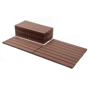 Dark Grey Brown 24 PCS 2FT Patio Deck Tiles 12x24 Inch DIY Module Interlocking Decking Tiles Easy Quick Installation for Porch Poolside Outdoor Indoor Vinyl Plank Non Slip Floor