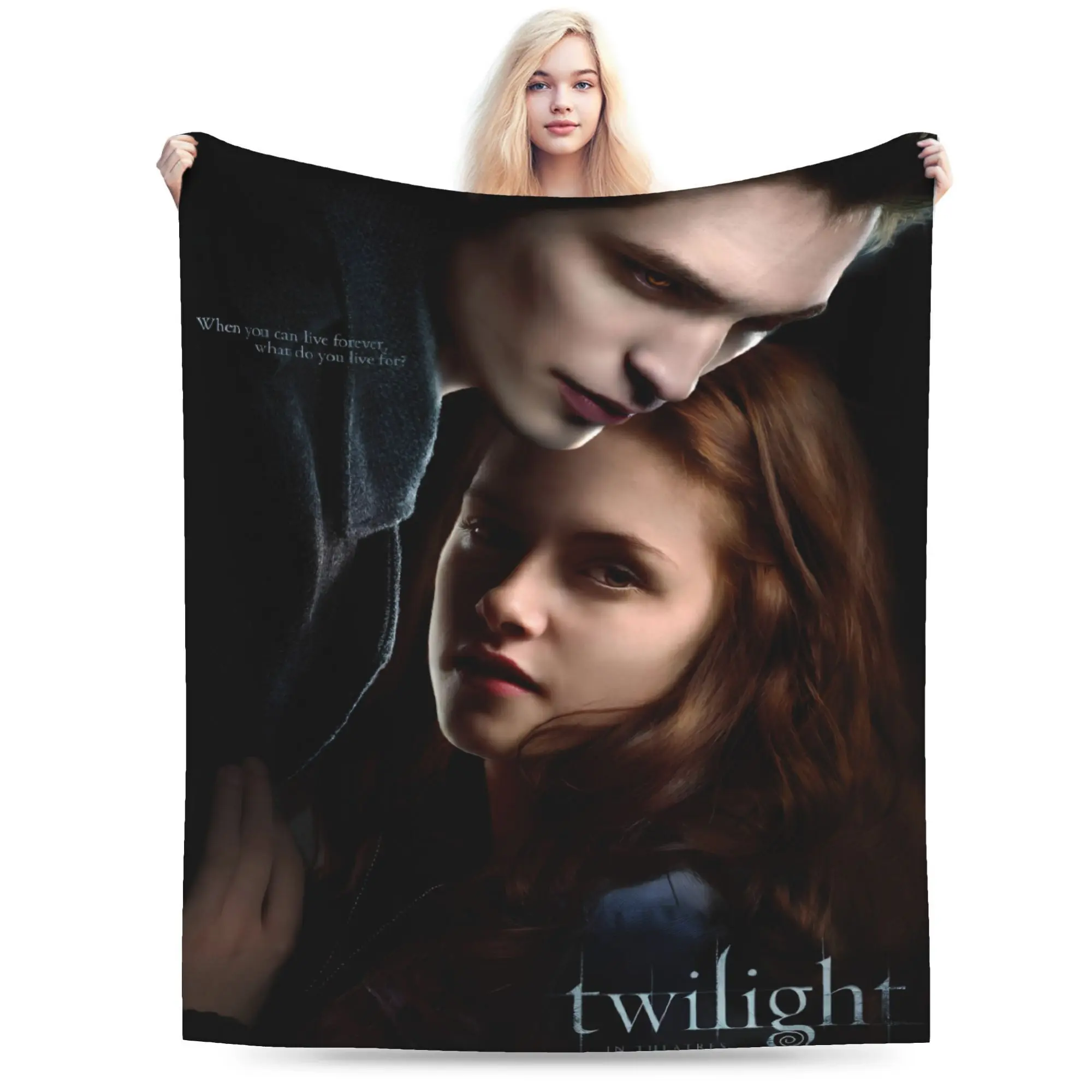 Twilight Themed Retro Print Cotton Flannel Throw Blanket - Wrinkle Resistant, Breathable, Durable, Soft, Warm for All Seasons - Machine Washable, Ideal for Sofa, Office - Cozy Home Gift, Flannel Throw Blankets