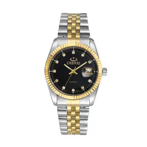OIDEA Rhinestone Dial Quartz Watch, Japanese Movement, Luminous Hands & Markers, Magnifier Date Window, Two-Tone Stainless Steel Band