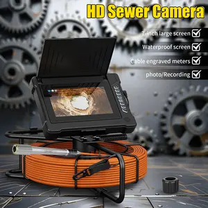 Sewer Camera 100FT/30M 23mm Pipe Inspection Camera DVR & Audio Recorder with 7" IPS Screen, Plumbing Snake Borescope 12 LEDs HD 1000TVL, Included 32GB Card