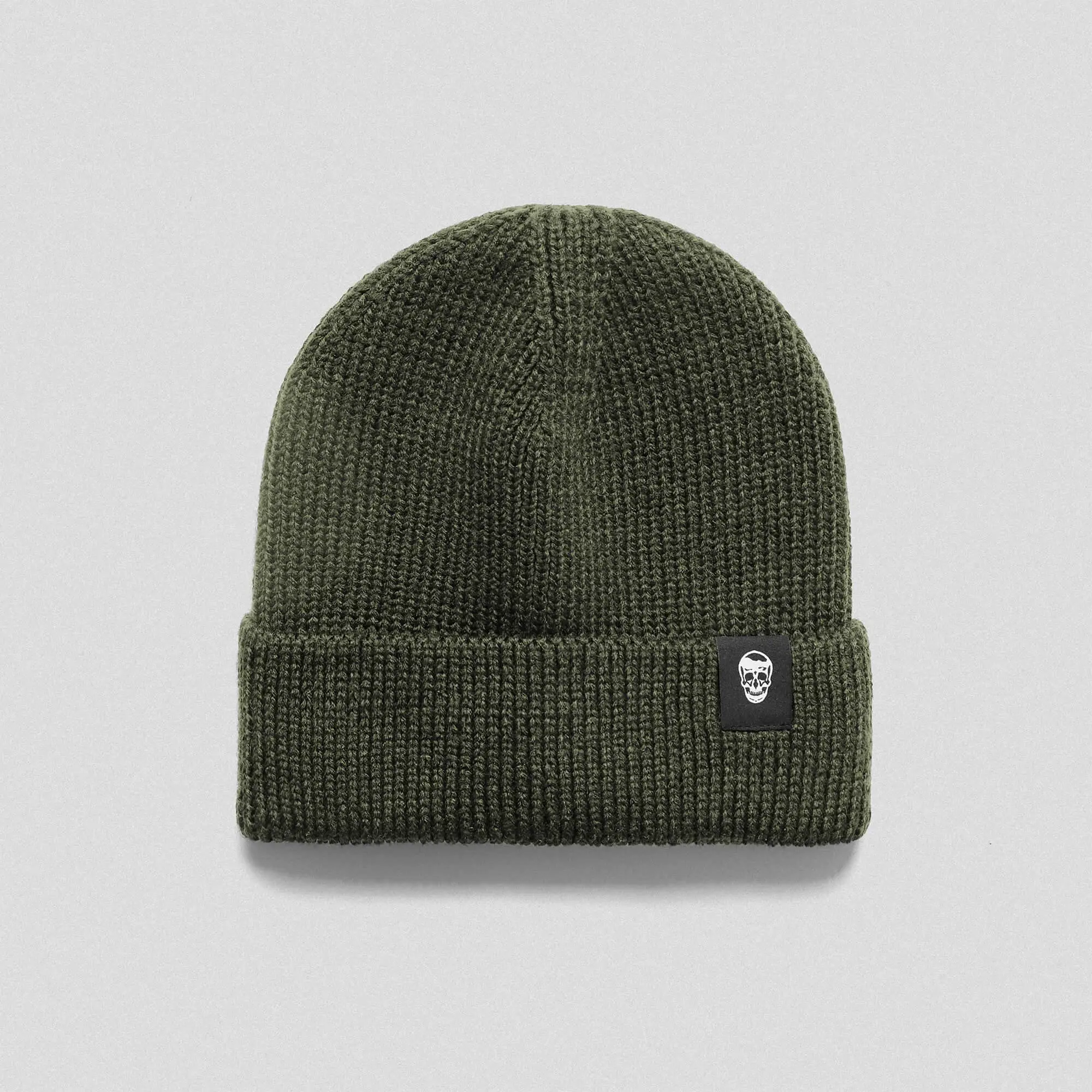 Gymreapers Ribbed Knit Skull Beanie - Classic Green, One Size Fits All
