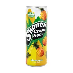 SHONEN SODA Pineapple Cream Soda - 355ml Can | Tropical Fruit Flavored Sparkling Drink