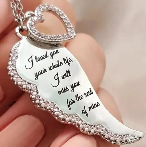 Angel Wings Love Letter Necklace with Heart Charm Female Anniversary Birthday