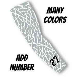 White Elephant Print Arm Sleeve + Custom Number Baseball Football Basketball Many Colors