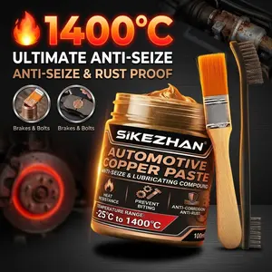 SIKEZHAN Automotive Copper Paste Anti-Seize & Lubricating Compound High Temp, High Performance Grease -25°C to 1400°C for Brakes Spark Plugs Exhaust Bolts Nuts Prevent Galling Corrosion & Rust Protection 100ml with Brush & Wire Brush Kit DIY Car Ca