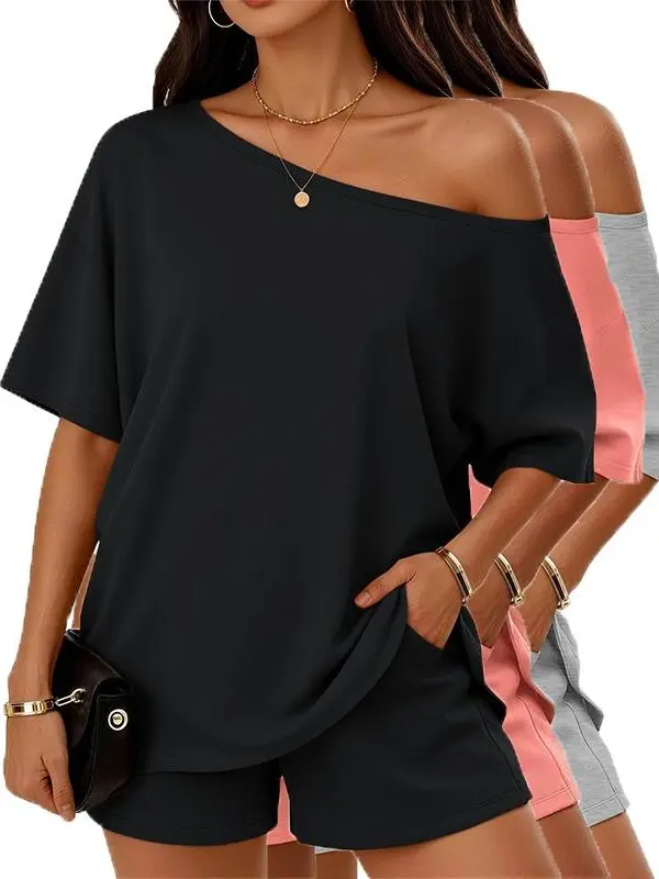 Women's Off Shoulder Tops, Boho Bohemian Cotton Blouse with Short Sleeves, Oversized Fit for Casual Street Style and Vacation
